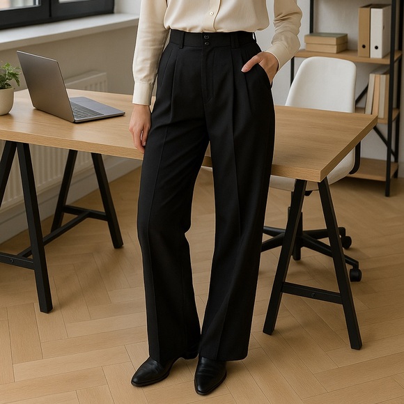 BCBG Max Azria Black Pleated Wide-Leg Dress Pants Women’s Size 8 - Picture 1 of 10
